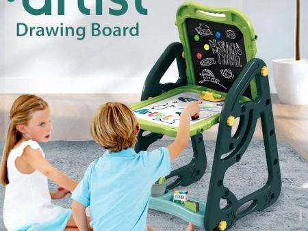 Multi-functional Artistic Drawing Board With Stool - Green on Sale