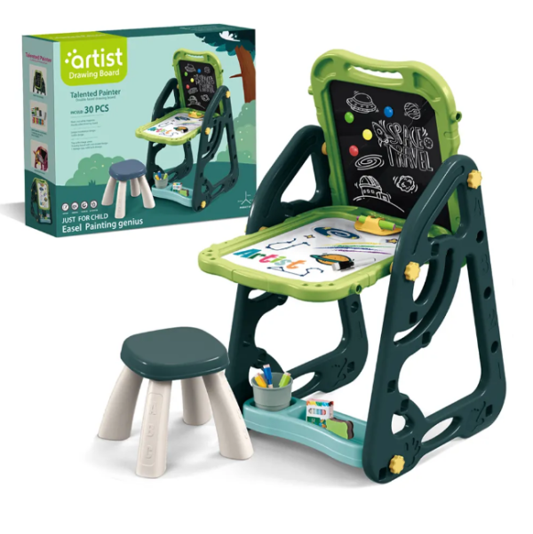 Multi-functional Artistic Drawing Board With Stool - Green on Sale