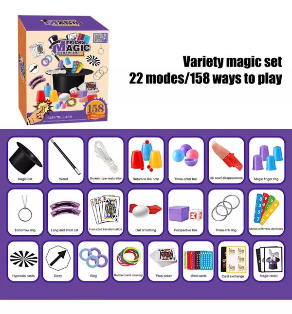 158 Ways Kids Pretend Play Magic Tricks Set With Hat Online Sale