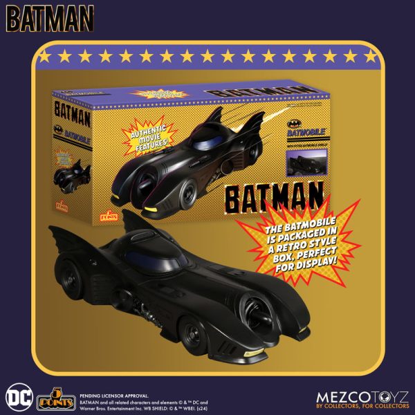 Batman (1989) Batmobile 5 Points Action Figure Vehicle - Mezco Hot on Sale