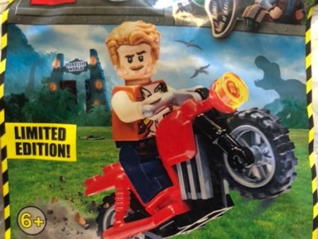 LEGO Jurassic World Owen with Motorcycle Limited Edition Minifigure Foil Pack Bag Set 122114 Online now